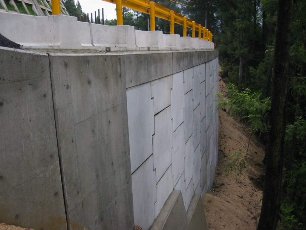 補強土壁の下部地盤対策に使用したEPルートパイル工法